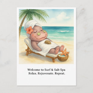 Carte Postale Hippopotame Spa au bord de la plage