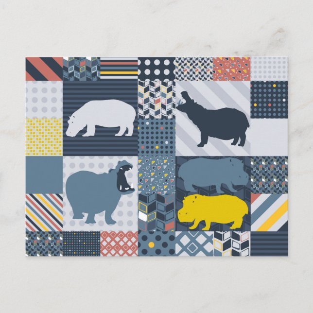 Carte Postale Hippos Faux Quilt (Devant)