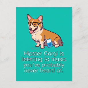 Carte postale Hipster Corgi