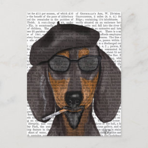 Carte Postale Hipster Dachshund Noir et Tan