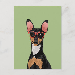 Carte postale Hipster Miniatur Pinscher pour Amour