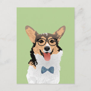 Carte Postale Hipster Sweet Black Tan Blanc Pembroke Welsh Corgi