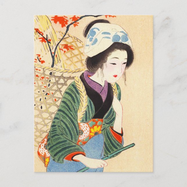 Carte Postale Hirezaki Eiho Beautés des Douze Mois, Bijin (Devant)