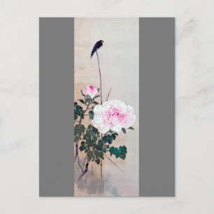 Carte Postale Hirondelle et pivoine, Watanabe Seitei