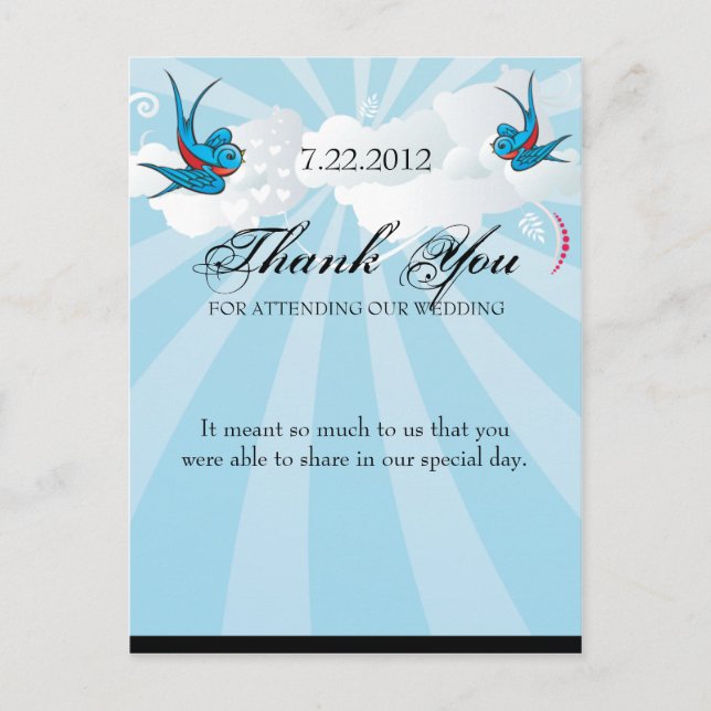 Carte Postale Hirondelles de tatouage et Merci urbain de défilem (Devant)