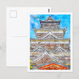 Carte Postale Hiroshima Castle Japon Travel Place Aquarelle