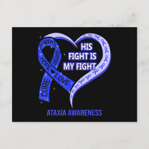 Carte Postale His Fight Is My Fight Ataxia Awareness Blue Ribbon