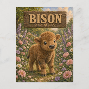 Carte Postale Histoire de Bébé Bison Mignon Livre de Nursery Ani