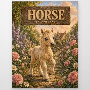 Carte Postale Histoire de bébé cheval mignon livre de nursery an