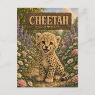 Carte Postale Histoire de bébé guépard mignon livre de nursery a