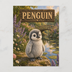 Carte Postale Histoire de bébé manchot mignon livre de nursery a