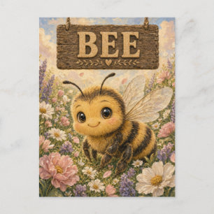 Carte Postale Histoire de bébé mignonne avec un animal de rucher