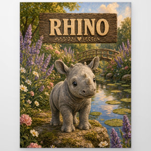 Carte Postale Histoire de bébé rhino mignon livre de nursery ani