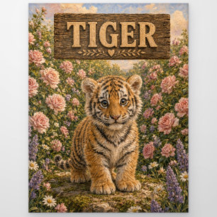 Carte Postale Histoire de bébé Tigre Mignon Livre de Nursery Ani