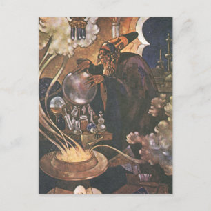 Carte Postale Histoire de fée vintage, Aladdin et la lampe magiq