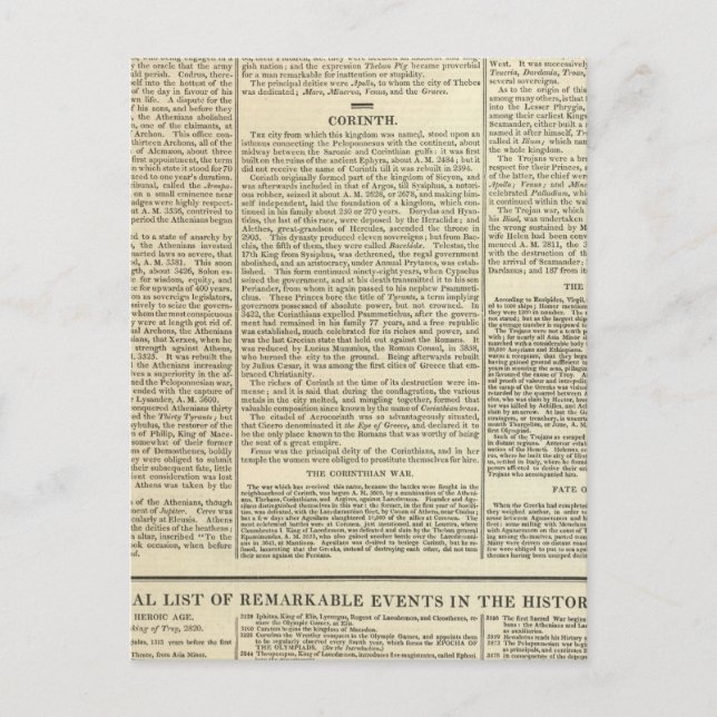 Carte Postale Histoire de la chronologie grecque (Devant)