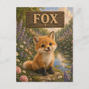Carte Postale Histoire de renard mignon bébé livre de nursery an