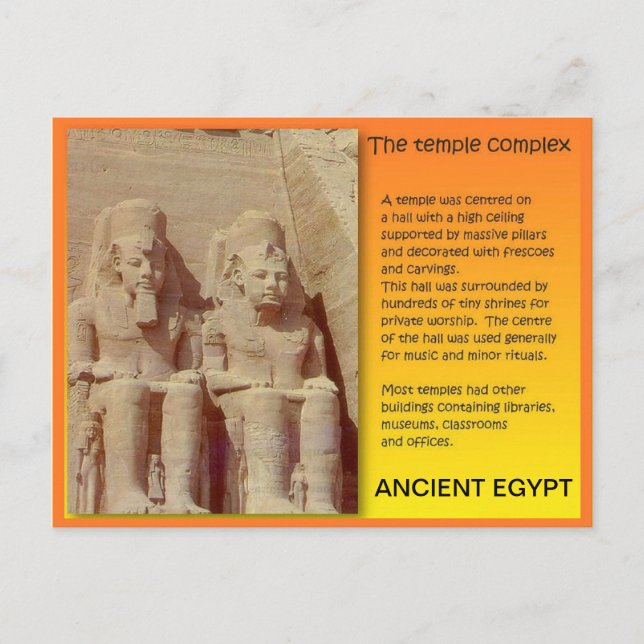 Carte Postale Histoire, Egypte Antique, Bâtiments De Temple (Devant)