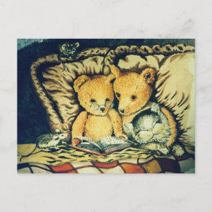 Carte Postale Histoires vintages sur les lits en peluche