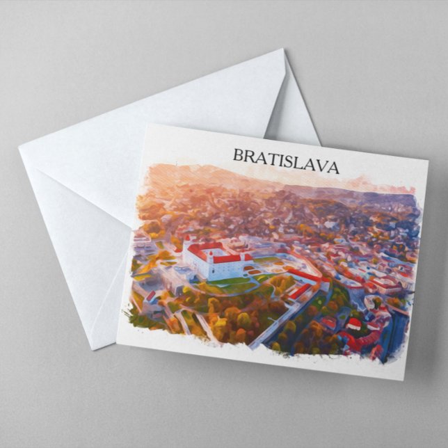 Carte Postale Historic Bratislava Slovakia - Watercolor Skyline  (Historic Bratislava Slovakia - Watercolor Skyline Postcard)