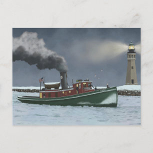 Carte postale historique Buffalo Tugboat et Lighth
