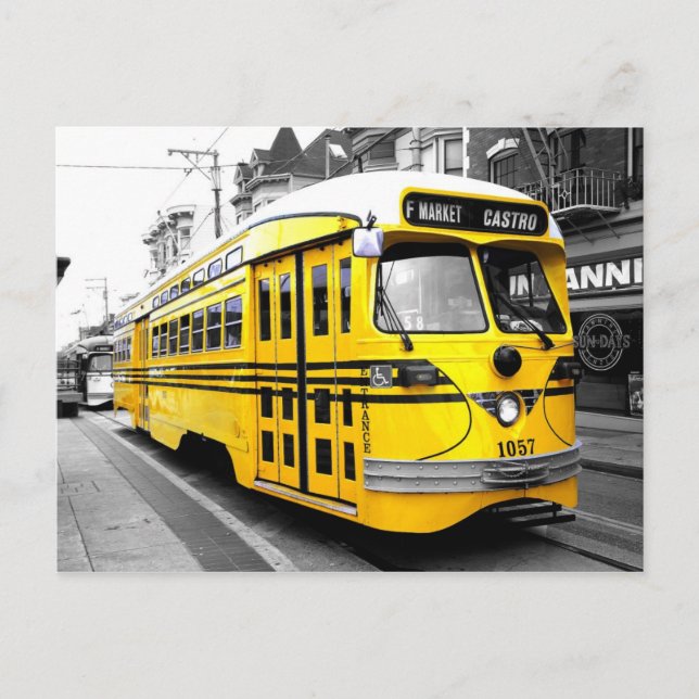 Carte Postale Historique Streetcar avec une couleur jaune frappa (Devant)