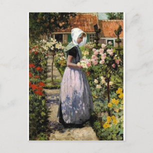 Carte Postale Hitchcock - Femme hollandaise dans le jardin