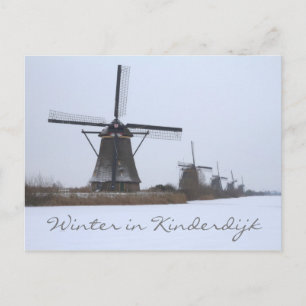 Carte Postale Hiver à Kinderdijk, site de l'Unesco