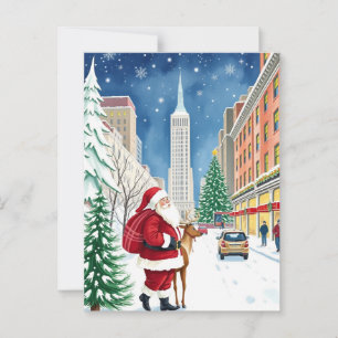 Carte Postale Hiver à New York à Manhattan Père Noël Travel
