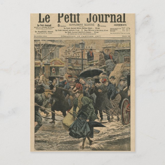 Carte Postale Hiver à Paris marche dans la boue (Devant)