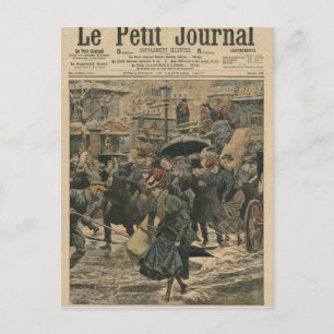 Carte Postale Hiver à Paris marche dans la boue