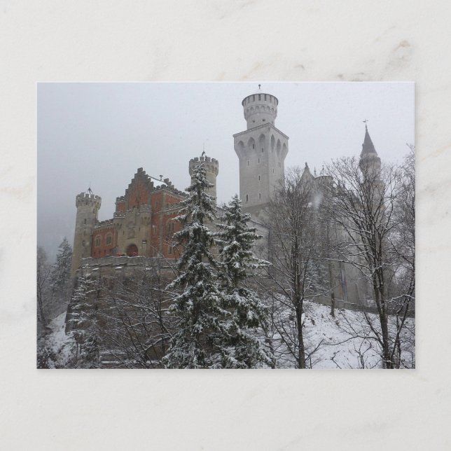 Carte Postale Hiver au château de Neuschwanstein (Devant)