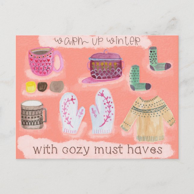 Carte Postale Hiver chaud - avec moquette moelleuse (Devant)