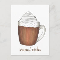 Carte postale hiver chocolat chaud
