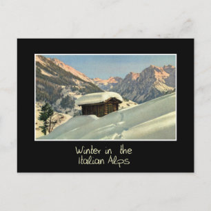 Carte Postale Hiver dans les Alpes italiennes, voyage de style r
