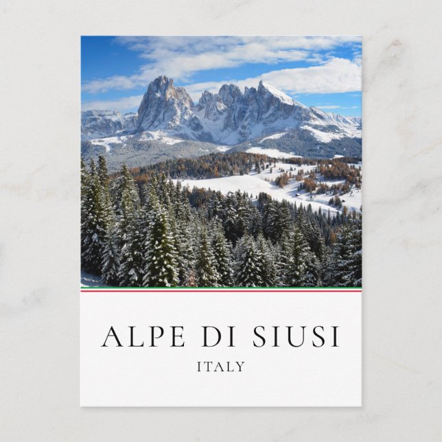 Carte Postale Hiver de Alpe di Siusi, Italie (Devant)