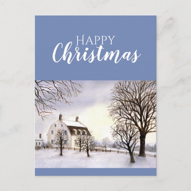 Carte Postale Hiver en Nouvelle-Angleterre aquarelle peinture (Devant)