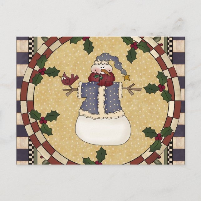 Carte postale - Hiver habillé Snowman (Devant)
