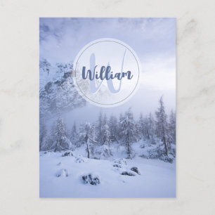 Carte Postale Hiver merveilleux brouillard épinette forêt neige