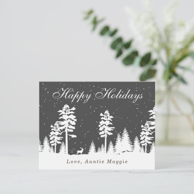 Carte Postale Hiver merveilleux silhouette Noël vacances Pos (Debout devant)