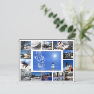 Carte Postale hiver neige rêve hiver neige collage blanc