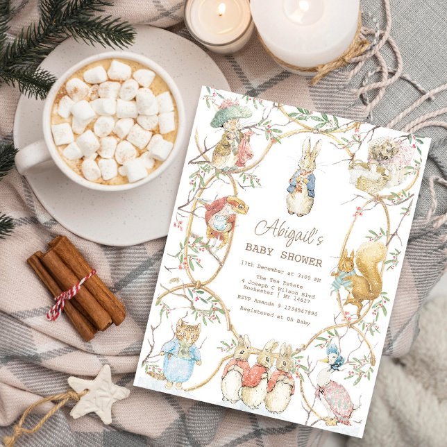 Carte Postale Hiver Pierre le lapin Woodland Baby Show Budget (Créateur téléchargé)