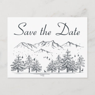 Carte Postale Hiver Sauvez la date Mariage Fiançailles