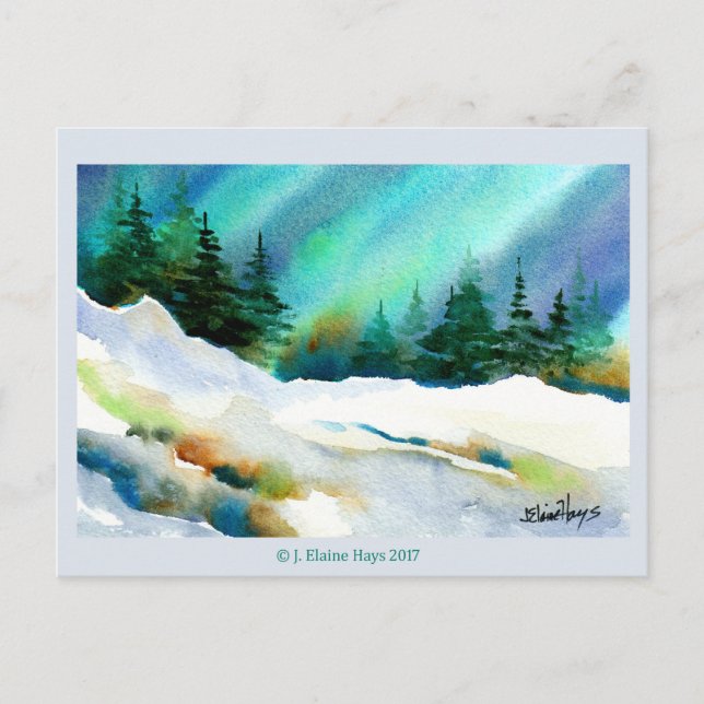 Carte postale hivernale Northern Lights (Devant)