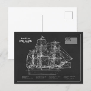 Carte Postale HMS Bounty - Plan directeur des navires