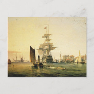 Carte Postale HMS Britannia entrant à Portsmouth, 1835