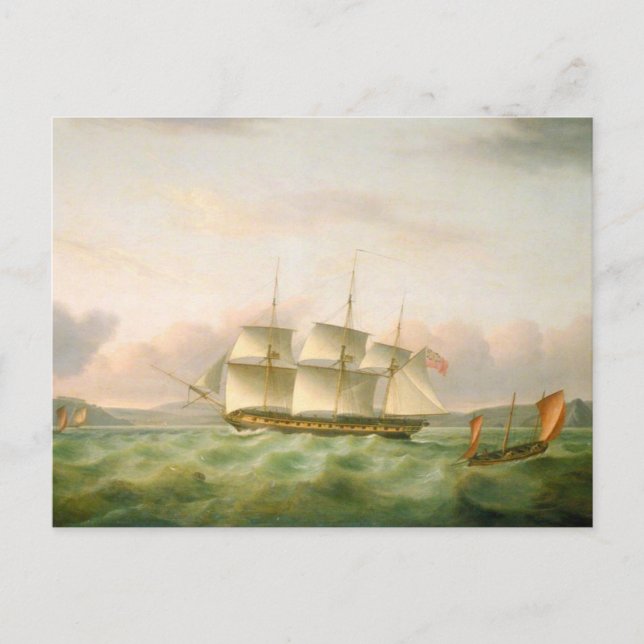 Carte Postale HMS Endymion de Plymouth par Thomas Luny (Devant)