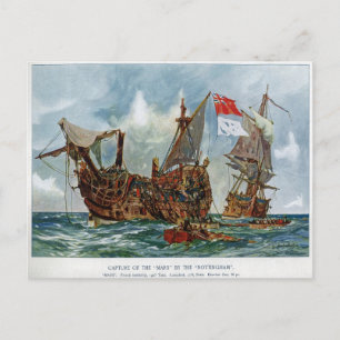 Carte Postale HMS Nottingham et cuirassé Mars 1703