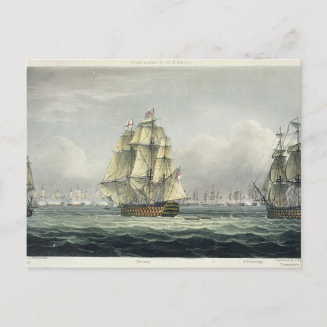 Carte Postale HMS Victory sailing for the French line flanked by (Devant)