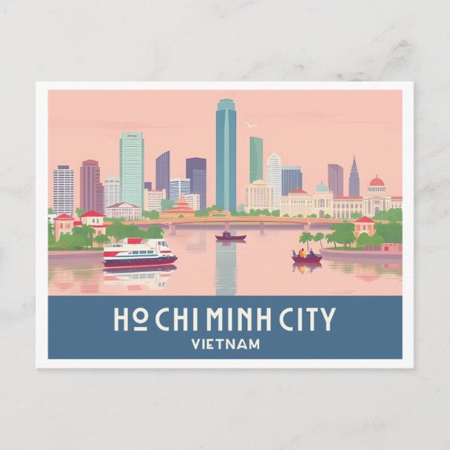 Carte Postale Ho Chi Minh-Ville Viêt Nam Pastel Travel - Saigon (Devant)
